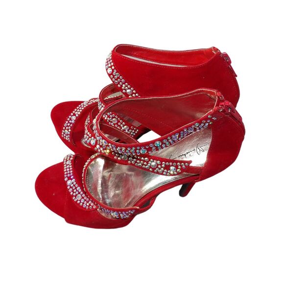 Dress Sandals‎ Strappy Wrap With Rhinestones Back Zipper SZ 7 - Picture 2 of 6